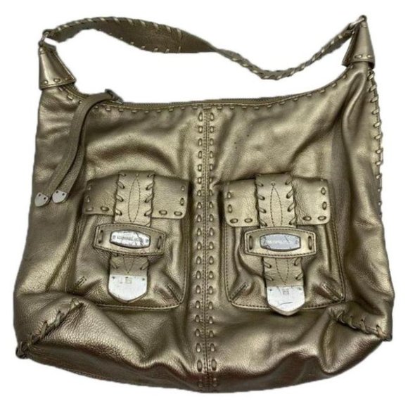 Michael Kors Lamb Leather Gold Shoulder Hand Bag - Picture 1 of 12